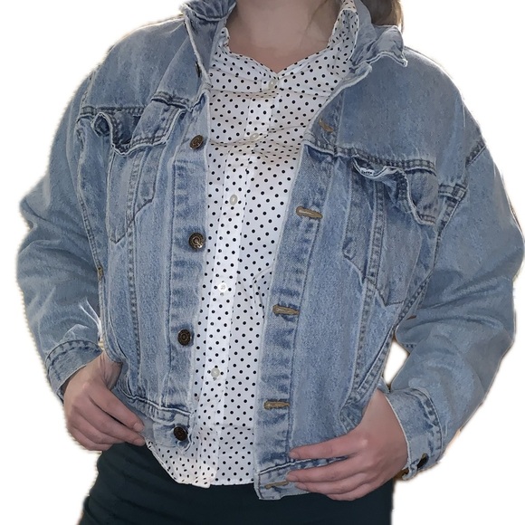 Vintage 90s Levi Strauss Light Blue Denim Trucker Collar Jean Jacket L 16/18 - Picture 14 of 16